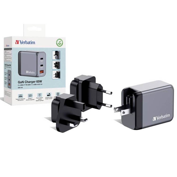 Verbatim GaN Charger 65 Watt Schnellladegerät für nur 22,79 €