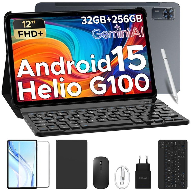 DOOGEE Tab E3+ 12 Zoll Tablet mit Tastatur, Stift, Hülle und Maus für 256,49 €