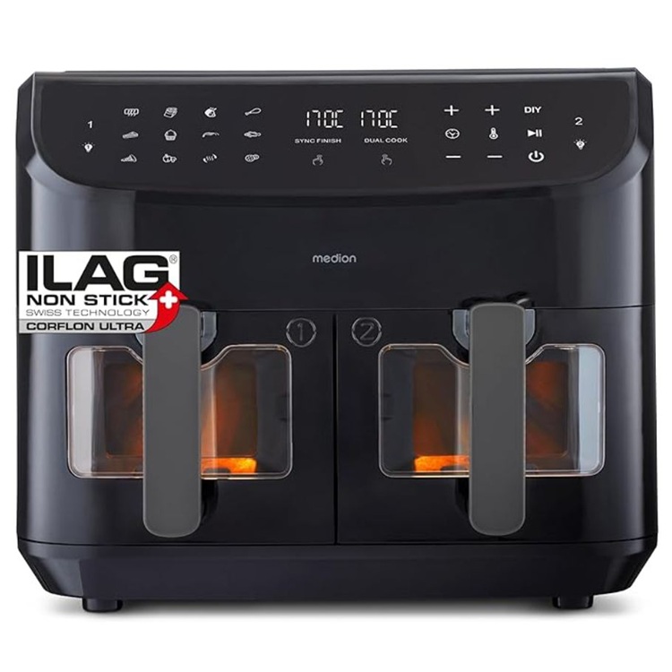 MEDION P20 XXL Heißluftfritteuse mit 2 Kammern für 99,95 €